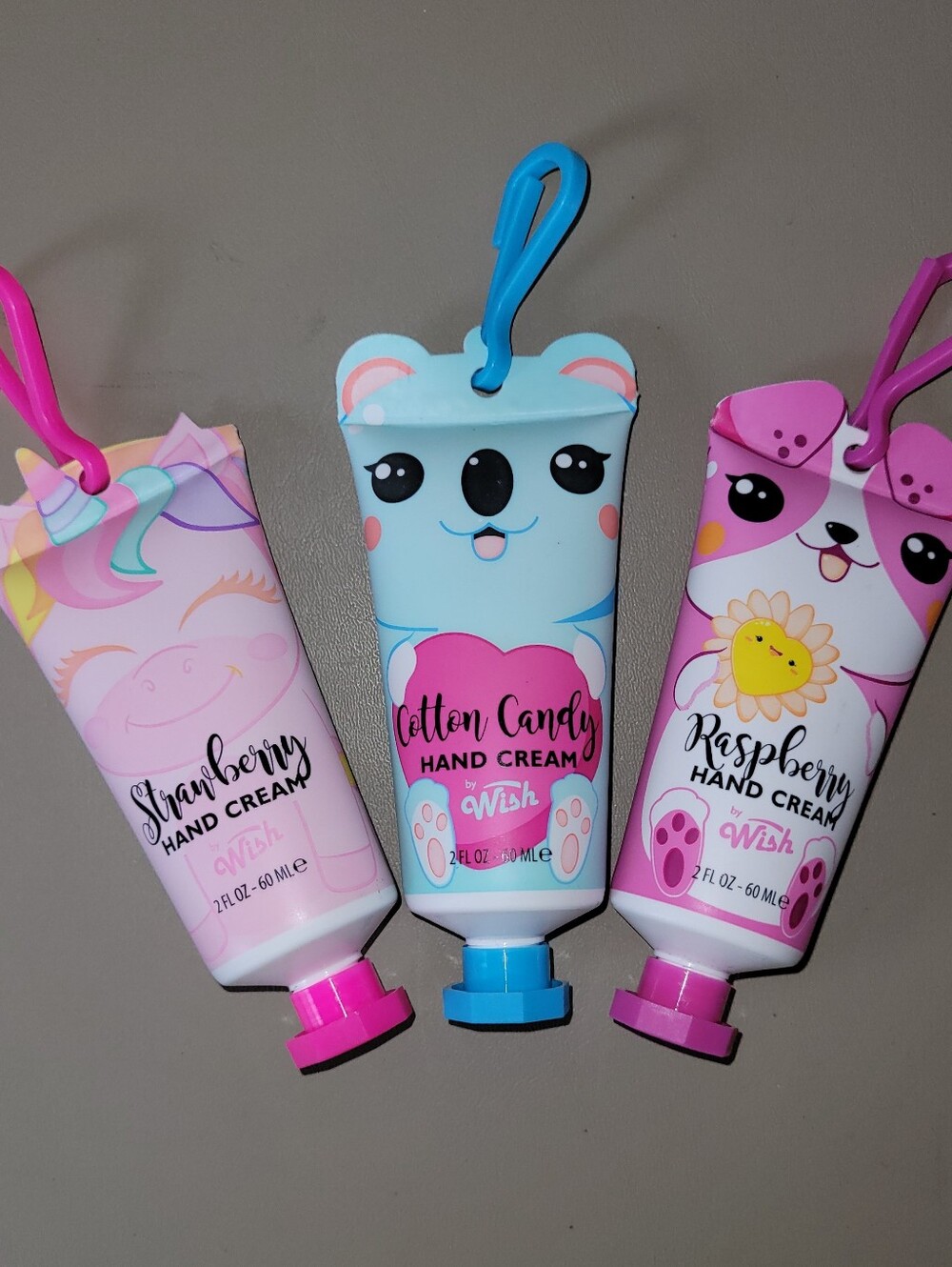 3 - Unopened Wish Kids Hand Cream - Strawberry, Cotton Candy & Raspberry.